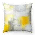 Dettaglio della stampa acquerello astratta gialla e grigia sulla fodera per cuscino - Federa 45*45 / Trama Impressionista Giallo Grigio (款式-6)