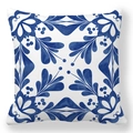 Federa per cuscino bohémien con motivo floreale geometrico blu e bianco in pelle di pesca - Piastrelle Mediterranee Blu Bianco (款式-4) / 45*45cm (Senza Anima)