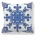 Fodera per cuscino quadrata boho con motivi mandala blu e bianchi geometrici - Mandala Geometrico Blu Bianco (款式-9) / 45*45cm (Senza Anima)