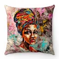 Federa in morbido peluche con ritratto artistico di donna africana per divano - Modello 3