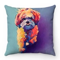 Colorful oil painting style dog art pillow cover made of soft plush fabric for home decor - Square Pillowcase / Shih Tzu Style (Style-1)