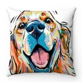 Detailed view of artistic golden retriever print on minimalist soft plush pillow cover - Square Pillowcase / Golden Retriever Style (Style-2)