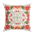 Close-up of decorative floral embroidery on a soft white square sofa cushion cover - Square Pillowcase / Ethnic Style Mandala (Style-3)