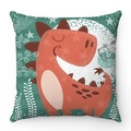 Dettaglio del motivo con dinosauro cartone animato sulla federa in morbido peluche - Dino Arancione Blu Luce Stellare (款式-5) / 45*45cm Federa