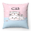 Detail of soft plush cushion cover featuring two cartoon cats and invisible zipper - Lover Cat Duo (Style-6)