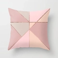 Dettaglio del tessuto pelle di pesca rosa con motivi geometrici e linee in oro rosa - Stile Patchwork Geometrico Rosa (款式-2)