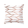 Dettaglio della federa quadrata con trama in marmo bianco e motivo geometrico oro rosa - Stile Linea Geometrica Motivo Marmo (款式-4)