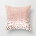 Dettaglio della federa per cuscino rosa con stelle e maculato con glitter oro rosa - Stile Stampa Leopardata Oro Rosa (款式-7)