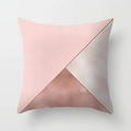 Fodera per cuscino geometrico rosa e oro rosa con trama metallica in pelle di pesca - Stile Patchwork Geometrico a Tre Blocchi (款式-9)