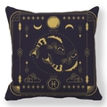 Square purple zodiac cushion cover with golden Pisces and astrology patterns - 45x45 / Pisces