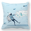 Vierkante kussensloop van perzikvel met ontwerp van astronaut en kattenpootjes - Kattenpoot Stijl (Style-4) / 45*45 Kussensloop