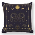 Gemini zodiac throw pillow with gold constellation patterns on dark peach skin fabric - 45x45 / Gemini