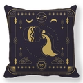 Aquarius zodiac square decorative pillow with gold celestial pattern on deep purple - 45x45 / Aquarius