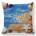 Dettaglio della federa a tema spiaggia con stampa di conchiglie e stelle marine - Stile Conchiglia Dipinta a Mano (款式-9)
