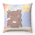 Federa decorativa per cuscino con orsetto in morbido peluche per divano di casa - Orso Bruno Con Palloncino Arcobaleno (Stile-7) / 45x45cm