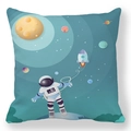 Detail of cartoon astronaut pillow cover featuring rocket and planet space patterns - 45*45 Pillowcase / Starry Moon Astronaut (Style-8)