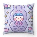 Dettaglio federa in morbido peluche con una bambina in pigiama da coniglio viola - Ragazza In Costume Da Coniglio Viola (Stile-10) / 45x45cm