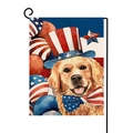 Bandiera da giardino Golden Retriever con cappello USA per decoro Giorno Indipendenza - Cappello Stelle e Strisce Golden Retriever (Stile-4) / 30x45cm
