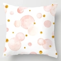 Quadratischer Kissenbezug aus weichem Plüsch mit rosa Aquarell und goldenen Punkten - Rosa Aquarell Punkte (Stil-1)