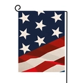 Close-up of double-sided American flag garden banner with burlap fabric texture - Style-6 (Classic American Stars and Stripes) / 30x45cm