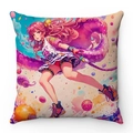 Dettaglio federa quadrata in morbido peluche con ragazza anime e stampa graffiti - Ragazza Cyberpunk (Stile-6)