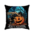 Detalle de funda de cojín suave de Halloween con diseños de calabaza y castillo real - Estilo de Castillo con Mano de Zombi y Calabaza (Estilo-6)