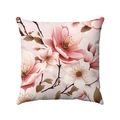 Dettaglio della federa floreale con fiori rosa e finiture di cucitura di qualità - Federa Quadrata / Ramo Floreale Rosa E Bianco (Stile-5)
