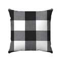 Housse de coussin en peluche carrée avec motif à carreaux buffalo noir et blanc - 45x45 / Style Plaid Buffalo (款式-1)