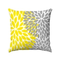 Housse de coussin carrée avec motif floral jaune et gris abstrait sur peluche blanche - 45x45 / Style Floral Abstrait Jaune Gris (款式-2)