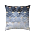 Dettaglio della federa per cuscino in peluche con motivi geometrici marmo blu e oro - 45x45 / Stile Esagonale Marmo Blu Oro (款式-9)
