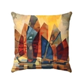 Housse de coussin carrée avec motifs géométriques abstraits orange et bleu sur blanc - 45*45mm / Modèle 3