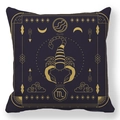 Navy blue Scorpio zodiac pillow case with golden scorpion print and velvet texture - 45x45 / Scorpio