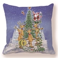 Kerst kussensloop met kerstman en rendier in lichtslingers van perzikhuid textiel - 45*45mm / Model 3