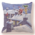 Dettaglio della stampa digitale con Babbo Natale che gioca a golf sulla federa morbida - 45*45mm / Modello 5