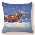 Dettaglio federa natalizia con Babbo Natale su motoslitta rossa su tessuto morbido - 45*45mm / Stile 9