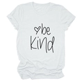 Detailed view of 'be Kind' calligraphy and heart graphic on a white cotton T-shirt - S / Tops / White (Black Font)