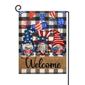 Bandiera da giardino gnomo patriottico con motivo a quadri bianco e nero e benvenuto - Tre Gnomi Plaid Benvenuto (Stile-7) / 30x45cm