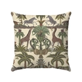 Funda de cojín cuadrada vintage con animales de la jungla y estampado de cebra - Estilo Flora Fauna Selva Vintage-2
