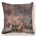 Weihnachts-Kissenbezug mit Weihnachtsmann und Schlitten im rosa Winterwald-Design - Weihnachtsmann Schlitten Stil (款式-4)
