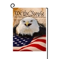 Outdoor garden flag with bald eagle and American flag design on burlap texture - Style-7 (Bald Eagle US Constitution Patriotic) / 30x45cm