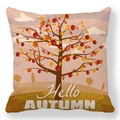 Federa per cuscino in pelle di pesca con albero di mele e scritta Hello Autumn - Illustrazione di Melo Hello Autumn(款式-6)