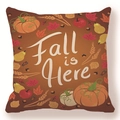 Federa decorativa Fall is Here con zucche e foglie autunnali in tessuto pelle di pesca - Autunno Zucca Foglia D'Acero (Stile-2)