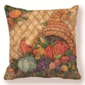 Fodera per cuscino del Ringraziamento con cornucopia autunnale e zucche su sfondo bianco - Cornucopia Del Ringraziamento (Stile-3)