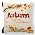 Dettaglio del tessuto pelle di pesca con foglie autunnali e stampa Nursery Rhymes - Tema di Filastrocche Autumn Sing A Long(款式-9)