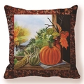 Detail of Thanksgiving peach skin pillow cover with autumn pumpkin and maple leaf print - Autumn Window Scenery (Style-7)