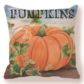 Detail of Thanksgiving pumpkin peach skin pillow case with orange harvest graphic print - Vintage Pumpkin Vine (Style-8)