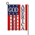 God Bless America vertical garden flag with red white blue stars and burlap texture - Style-9 (God Bless America Patriotic Sign) / 30x45cm