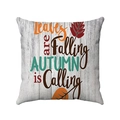 Housse de coussin automnale avec motif de feuilles mortes sur fond grain de bois - Style Typographie d'Automne Grain de Bois Gris (款式-4)