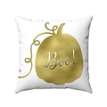 Close-up of soft velvet pillowcase with golden pumpkin and silver Boo lettering - Golden Silhouette Boo Pumpkin (Style-1)