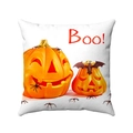 Dettagli di stampe di zucca e pipistrello su fodera per cuscino in morbido peluche - Zucca di Halloween e Pipistrelli (Stile-7)